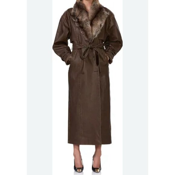 Afrm XL Brown Saint barrel sleeve trench coat size NWOT - Picture 1 of 5